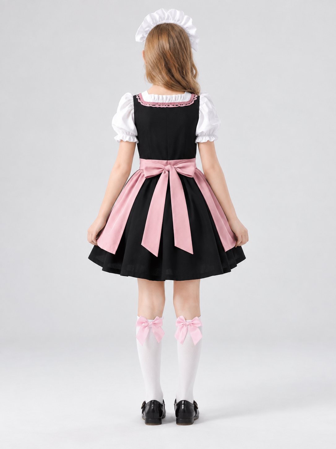 Children's Dirndl-Style Costume with Apron, Pink