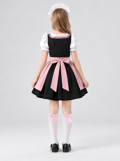 Children's Dirndl-Style Costume with Apron, Pink