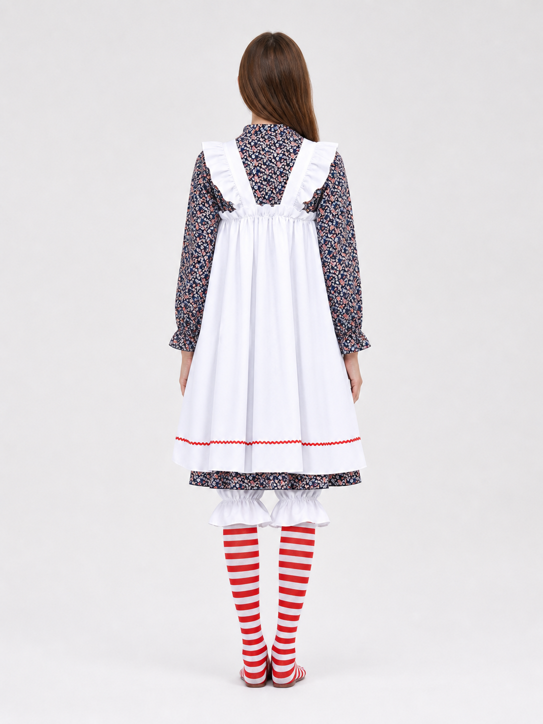 The clown costume is designed in a circus style and is suitable for Halloween back view
