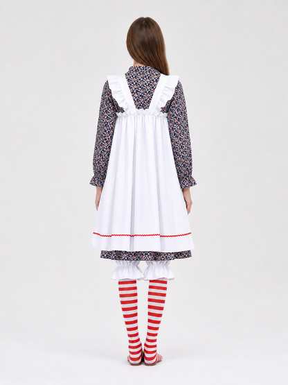The clown costume is designed in a circus style and is suitable for Halloween back view