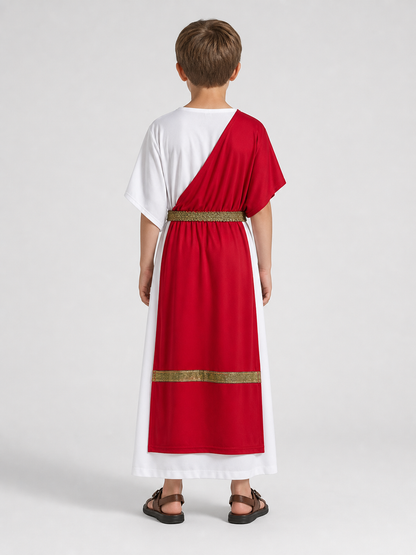 Ancient Greek Costume with Red and Gold Ribbons back view 6