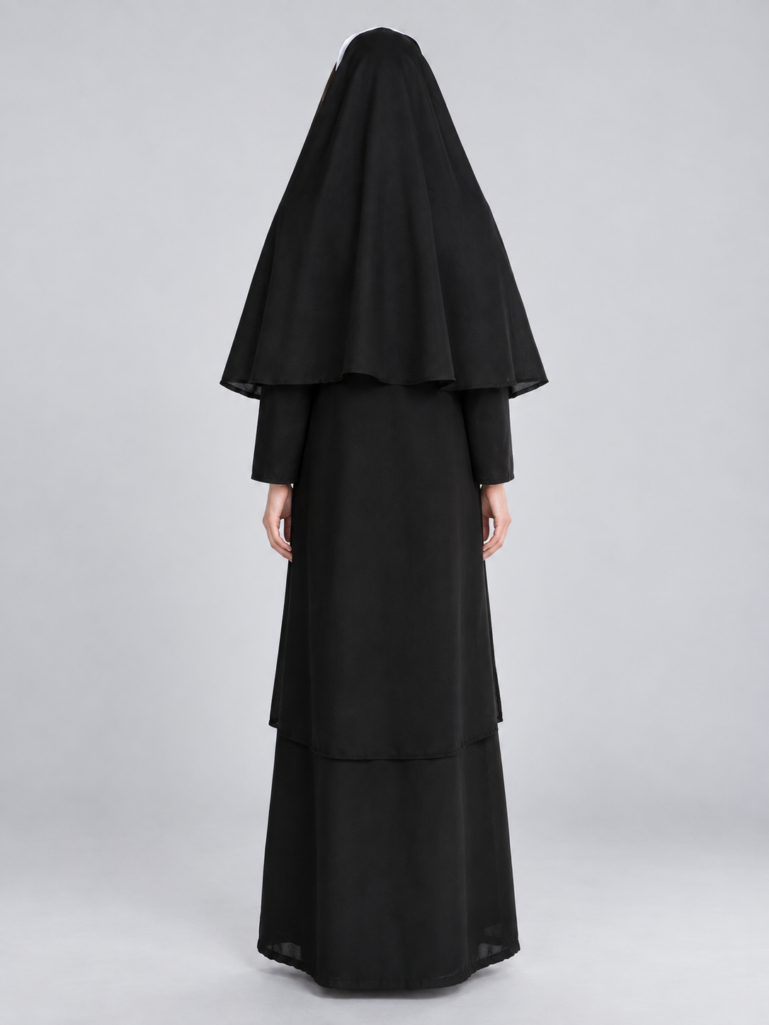 Nun Costume with Black Veil and White Headpiece