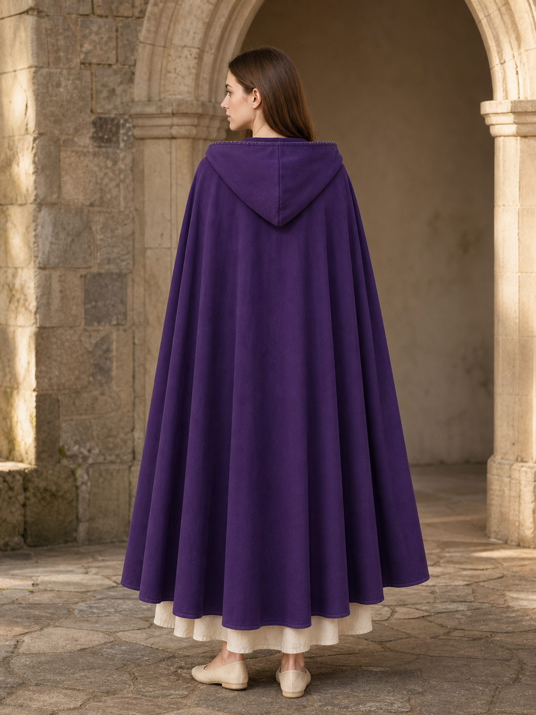 Purple Hooded Velvet Costume Cape product view 48