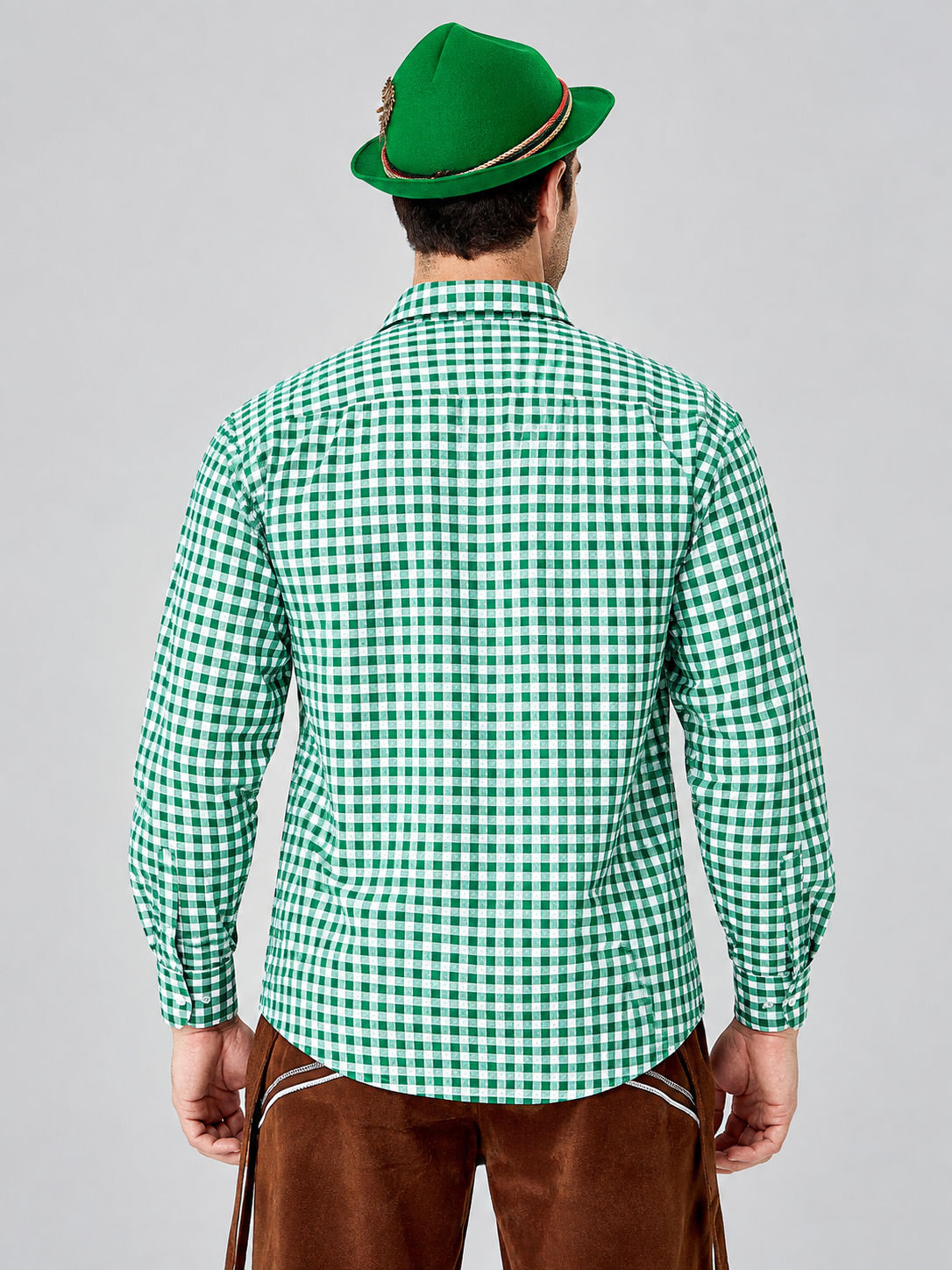 Green and White Plaid Shirt for Oktoberfest