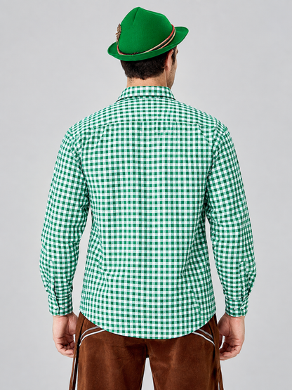 Green and White Plaid Shirt for Oktoberfest