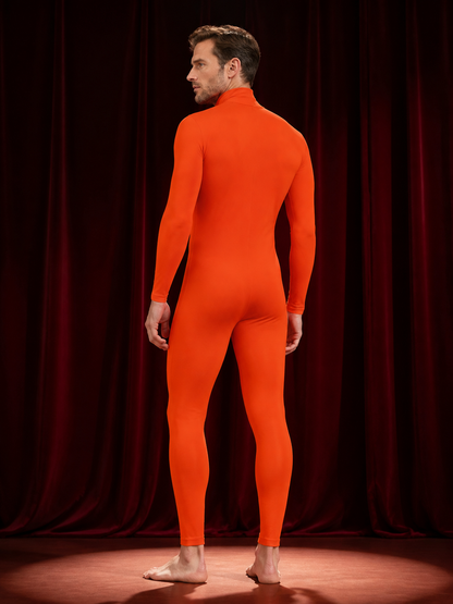 Unisex Spider Halloween Bodysuit Costume, Solid Orange Zentai with Face Opening back view