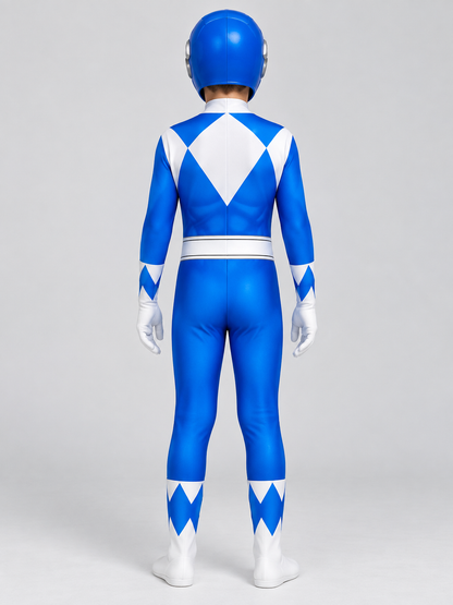 Blue Cosplay Costume Jumpsuit with Geometric Pattern