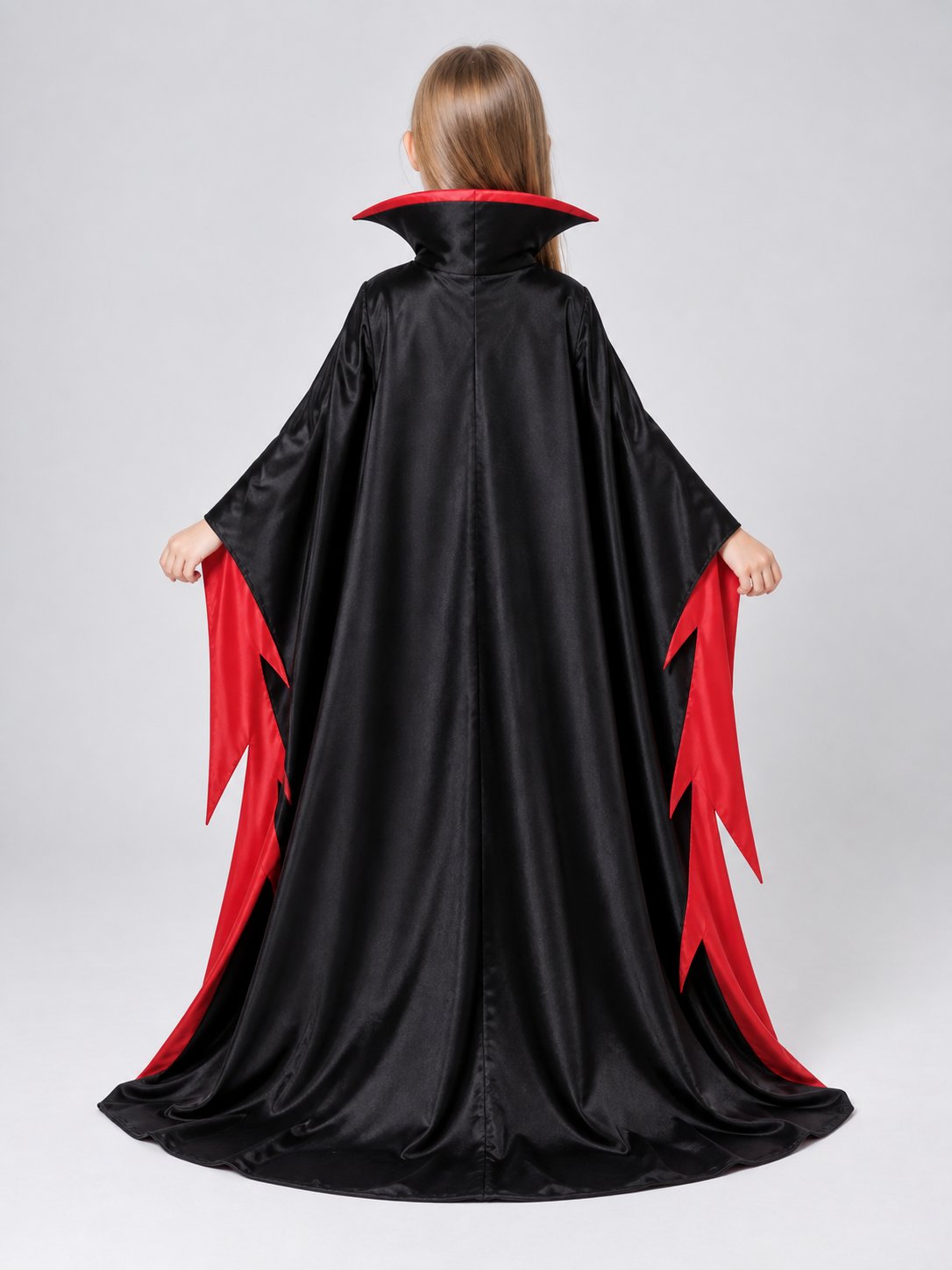 Black and Red Carnival Cape with High Collar back view