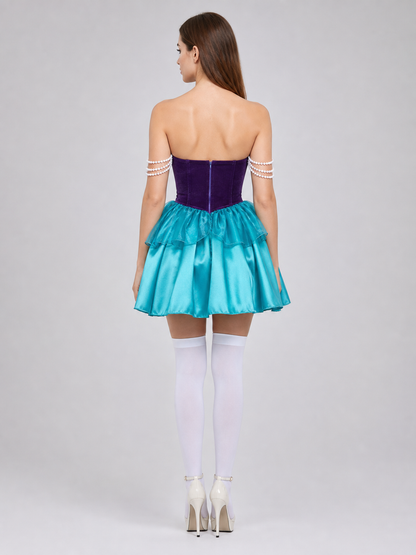 Carnival dress with a sweetheart neckline and ruffles