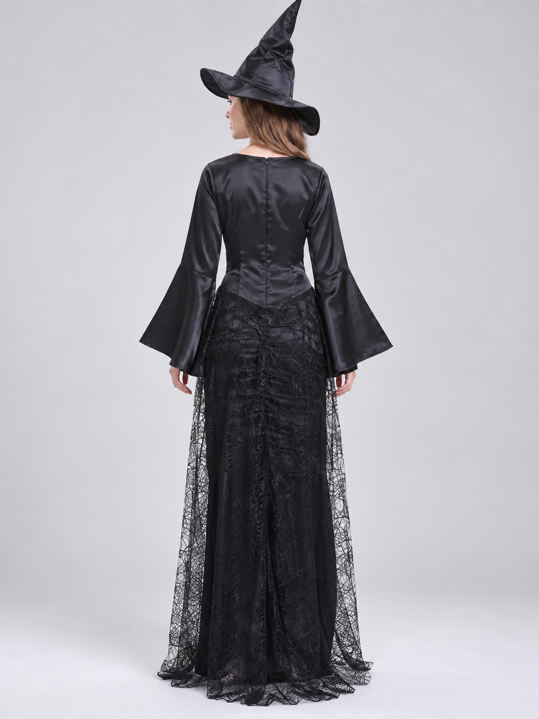 Witch Costume: Black Lace Dress and Hat