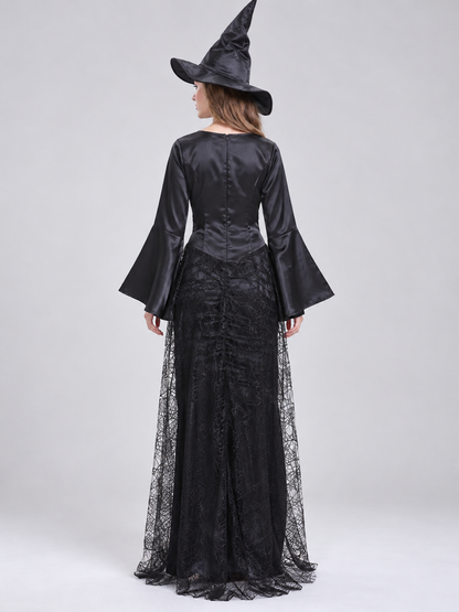 Witch Costume: Black Lace Dress and Hat