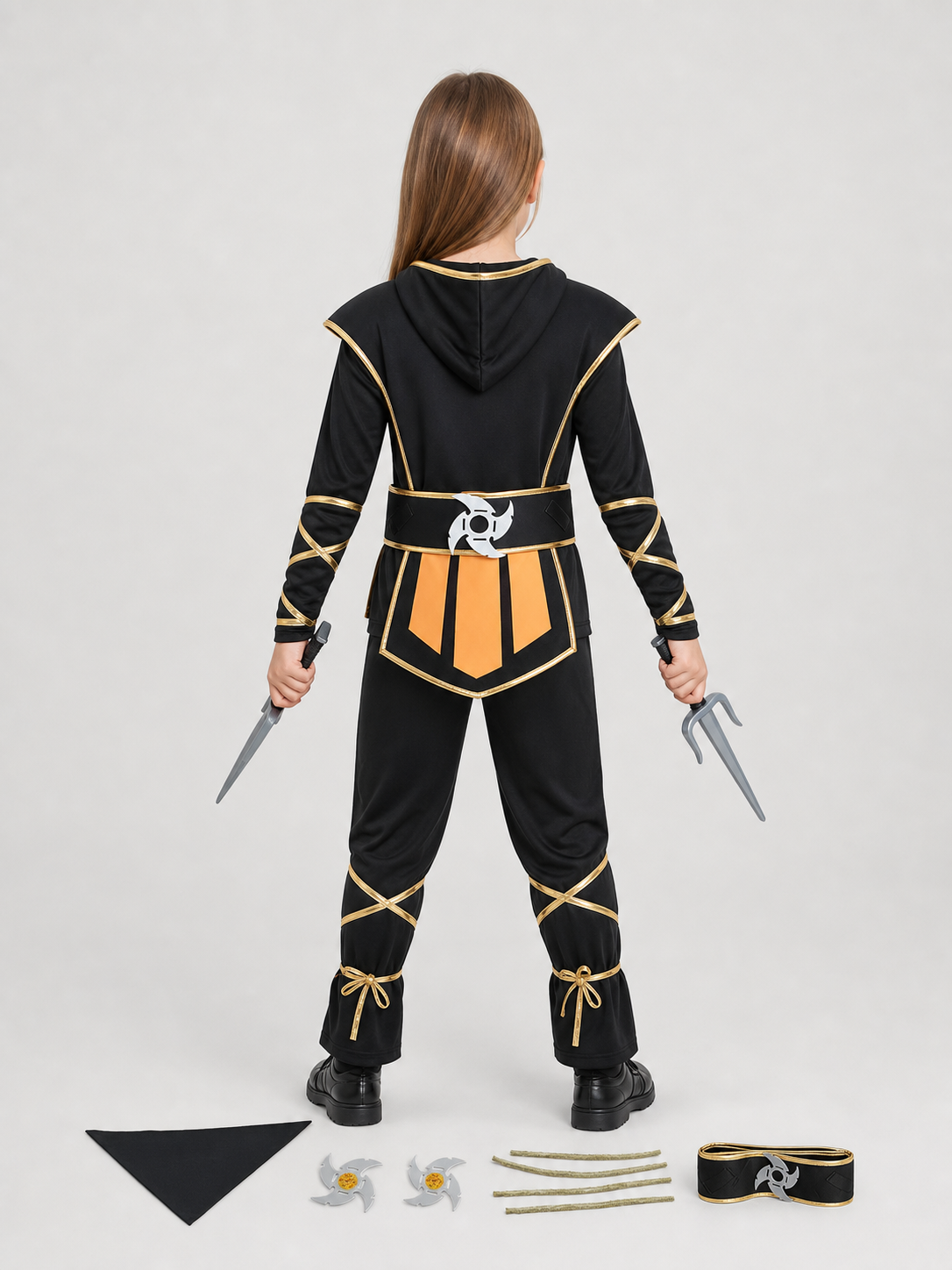 Ninja Cosplay Costume with Mask and Accessories back view