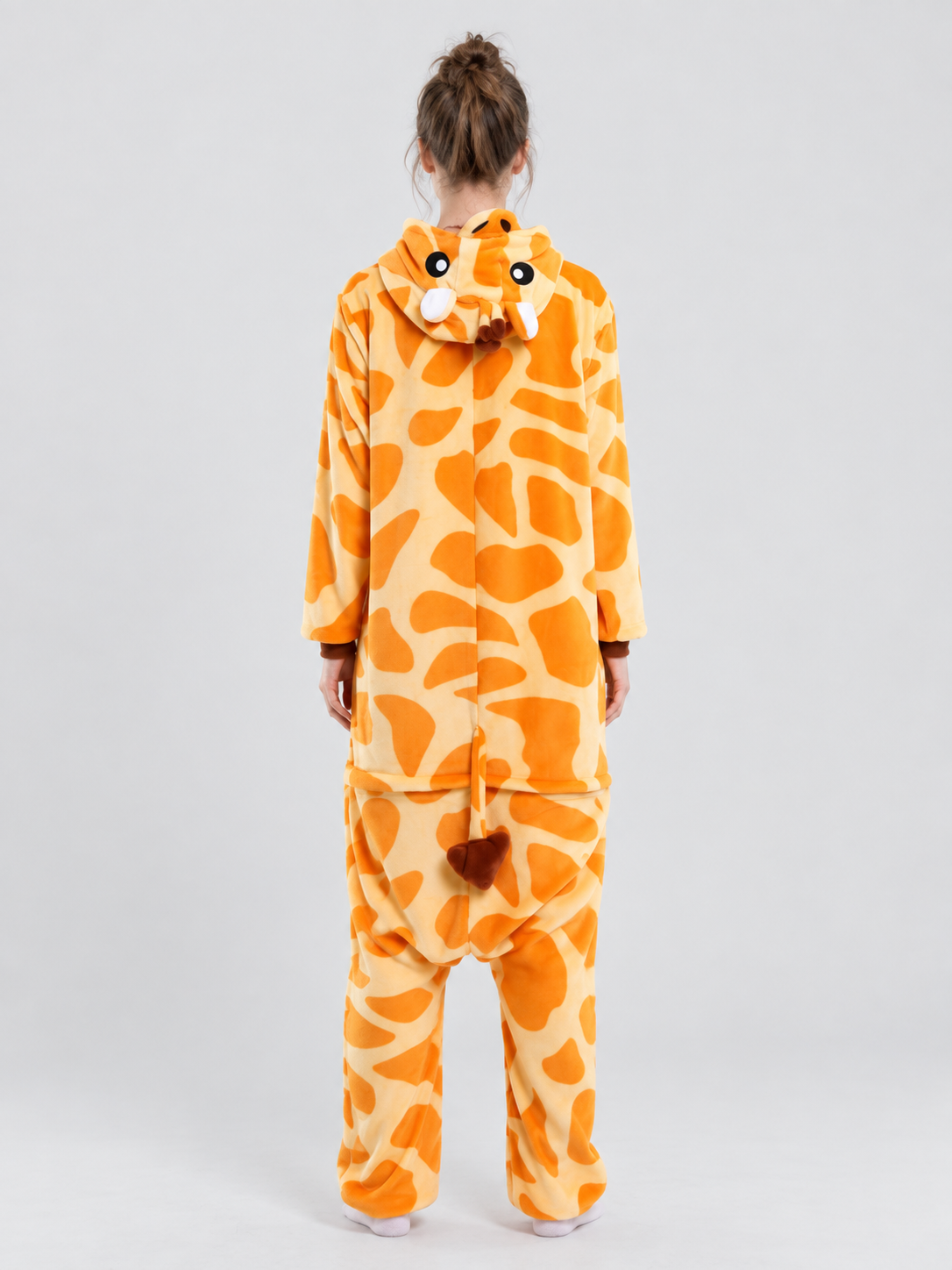 Flannel Pajama Jumpsuit with Giraffe Hood