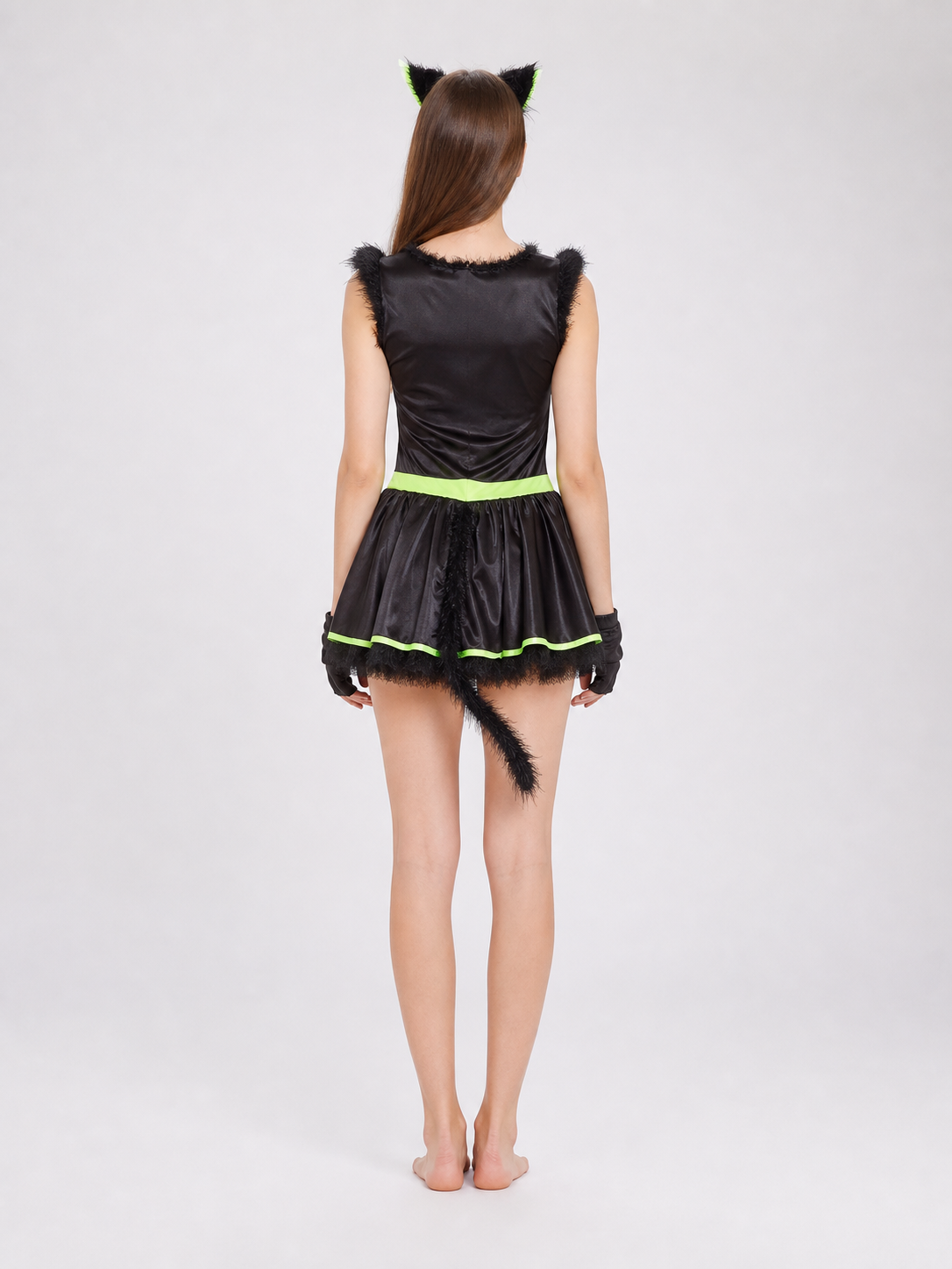 Cat Cosplay Costume with Ears and Tail back view