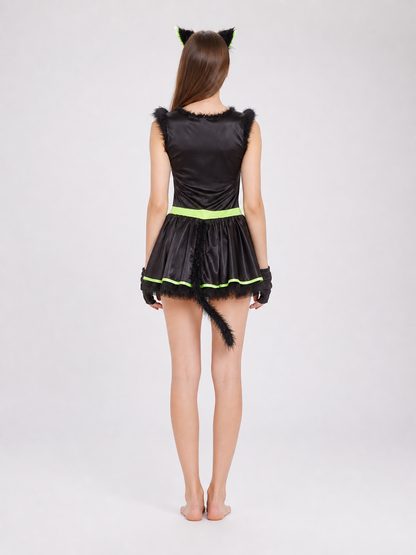Cat Cosplay Costume with Ears and Tail back view
