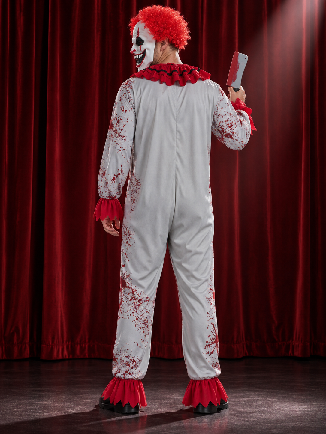 Scary Clown Costume with Mask and Blood Effect