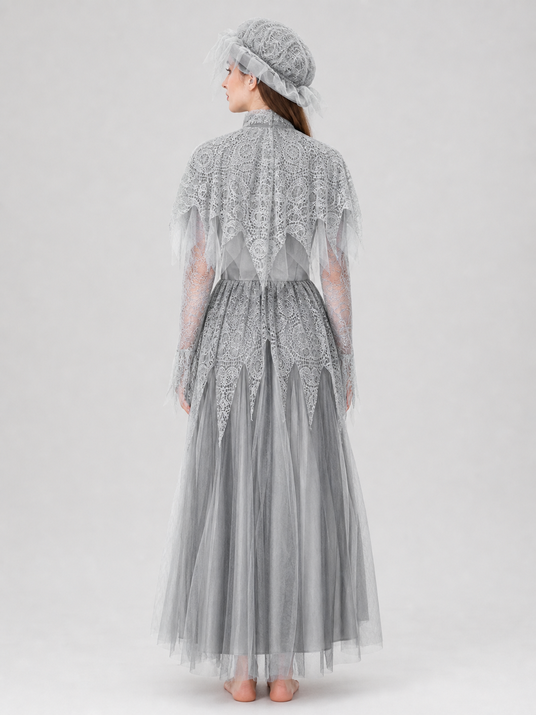 Gray Gothic Mesh Dress for Cosplay