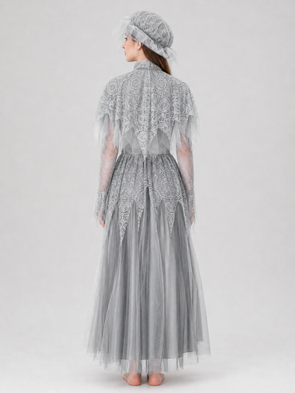 Gray Gothic Mesh Dress for Cosplay