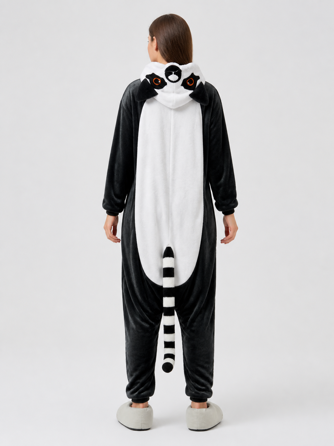 Husky Flannel Hooded Kigurumi Pajamas back view
