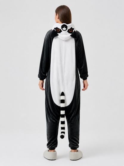 Husky Flannel Hooded Kigurumi Pajamas back view