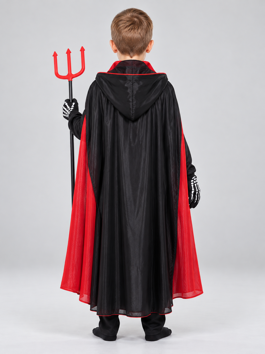 Skeleton Carnival Costume with Mask, Cape, and Trident
