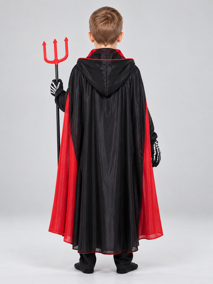 Skeleton Carnival Costume with Mask, Cape, and Trident