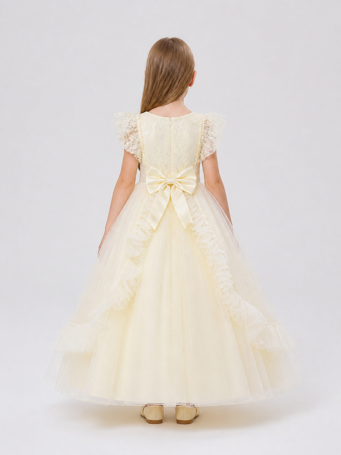 Full-Length Princess Dress with a Lace Bodice back view