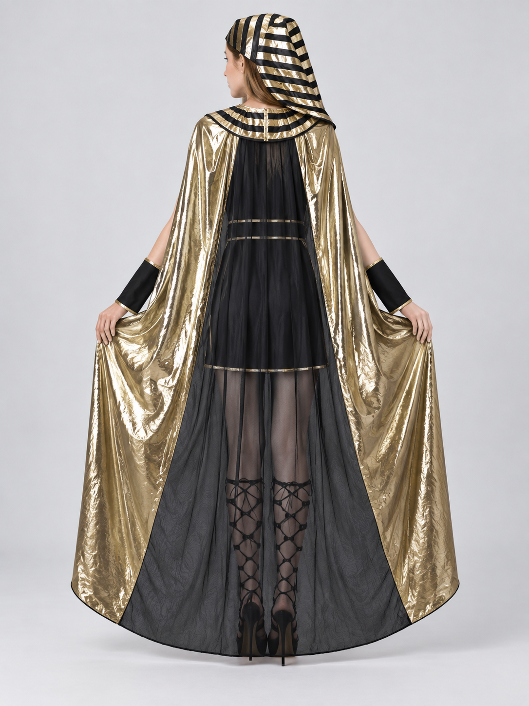 Egyptian Carnival Costume with Cape and Belt back view