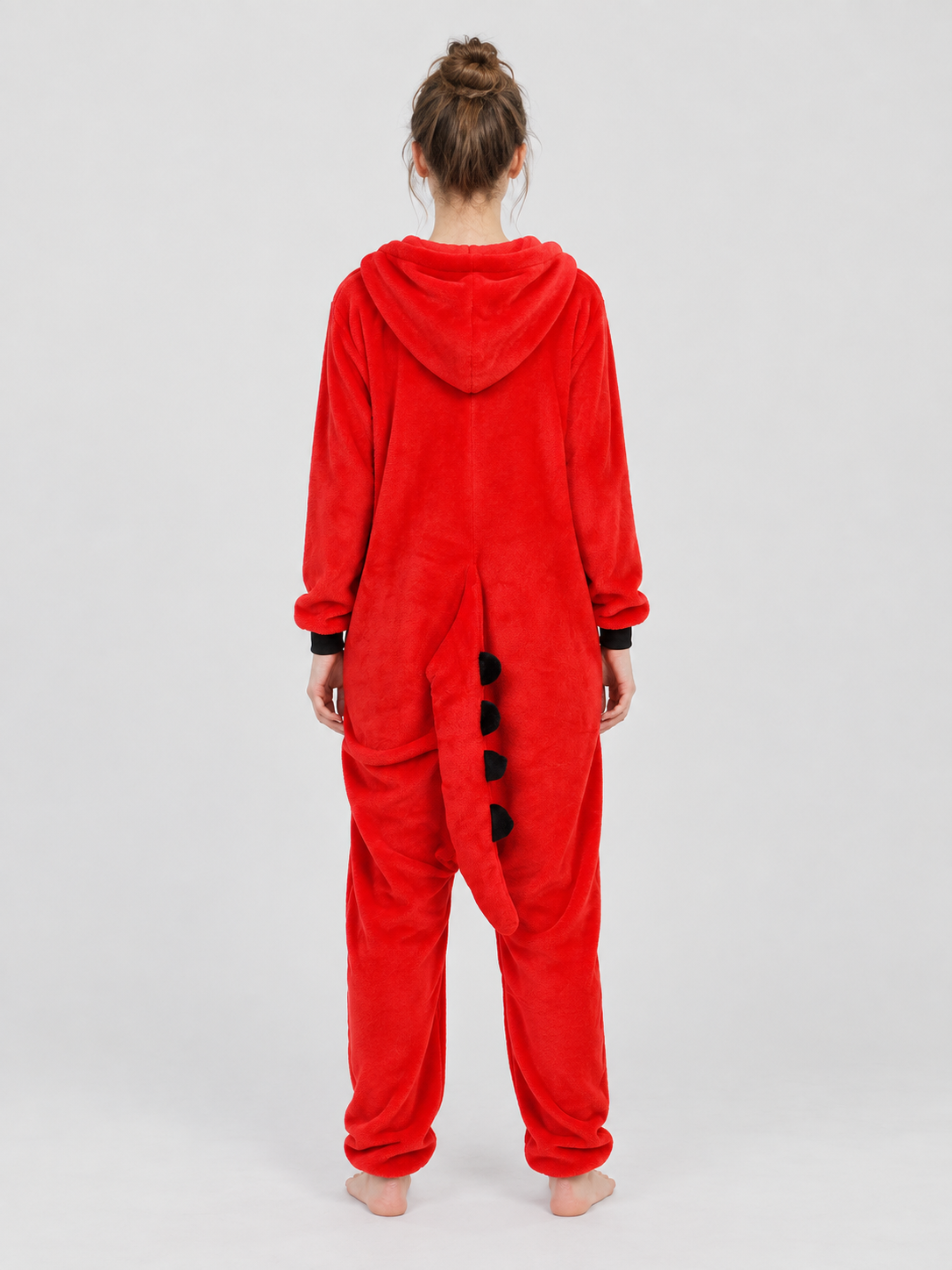 Red and Black Flannel Hooded Pajama Jumpsuit