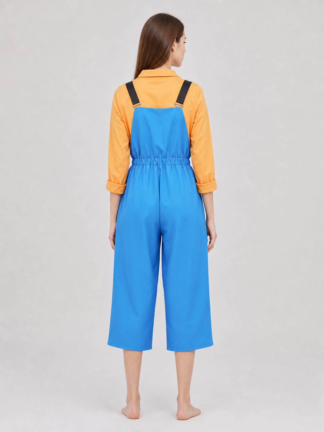 Cosplay jumpsuit with chest pocket and straps back view