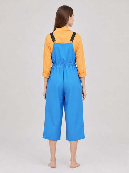 Cosplay jumpsuit with chest pocket and straps back view