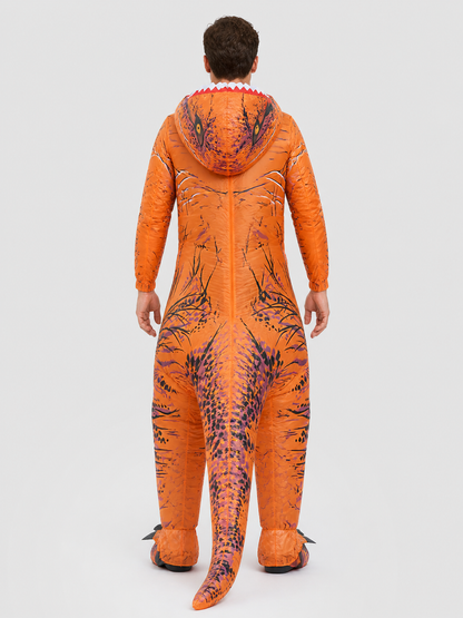 Inflatable Tyrannosaurus Costume for Halloween, Orange back view