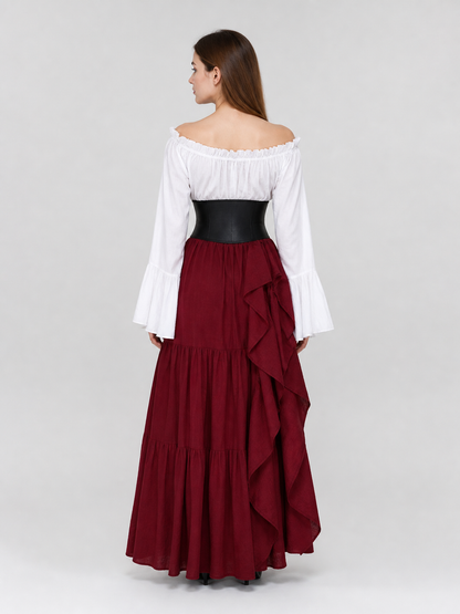 Gothic Costume with Corset and Multi-Tiered Skirt