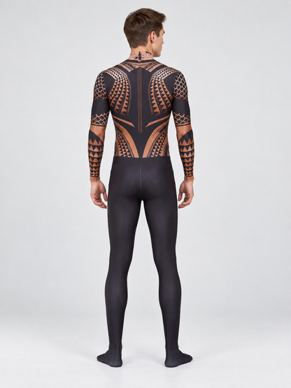 Aquaman Costume Jumpsuit with Anatomical Print back view