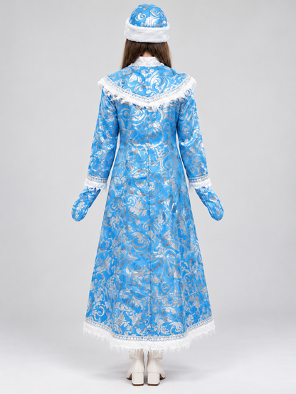 Snow Maiden Costume with Headwear and Mittens back view
