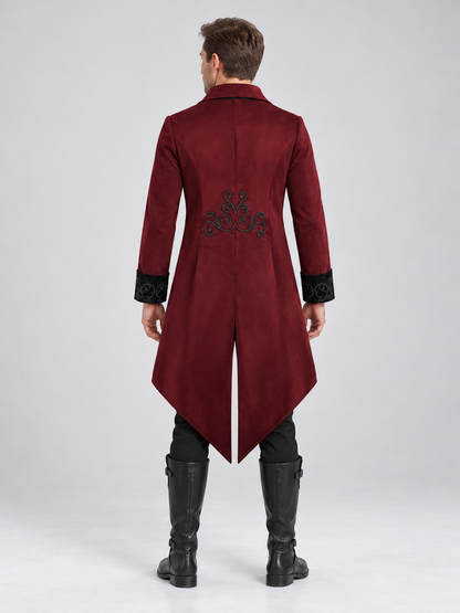 Gothic tailcoat burgundy with black embroidery