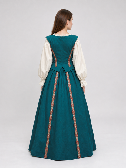 Renaissance-Style Dress with Square Neckline