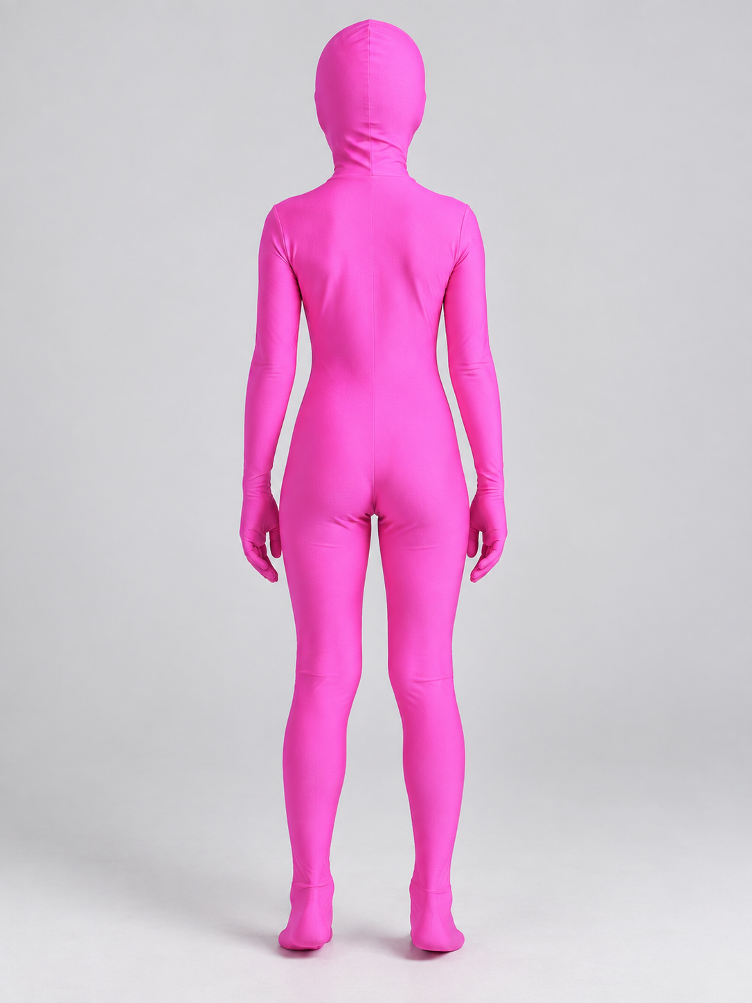 Bright Pink Jumpsuit Costume with Hood Mask