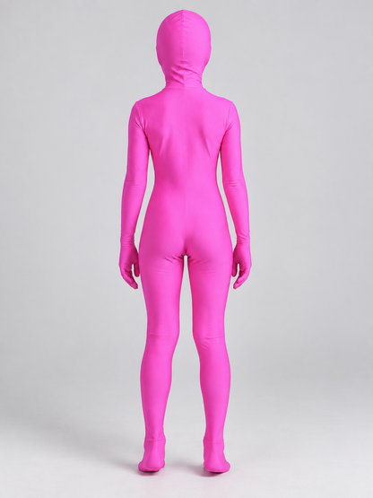 Bright Pink Jumpsuit Costume with Hood Mask