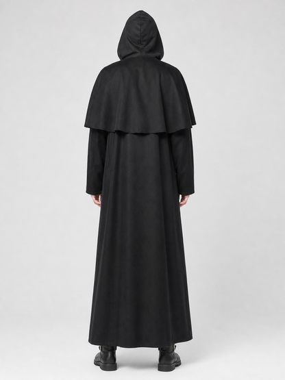 Black hooded cloak for cosplay and Halloween