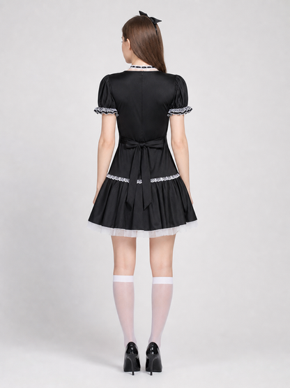 Gothic Lace and Bow Dress Set