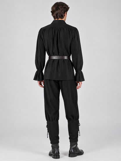Medieval-Style Costume: Black Shirt, Pants, Belt