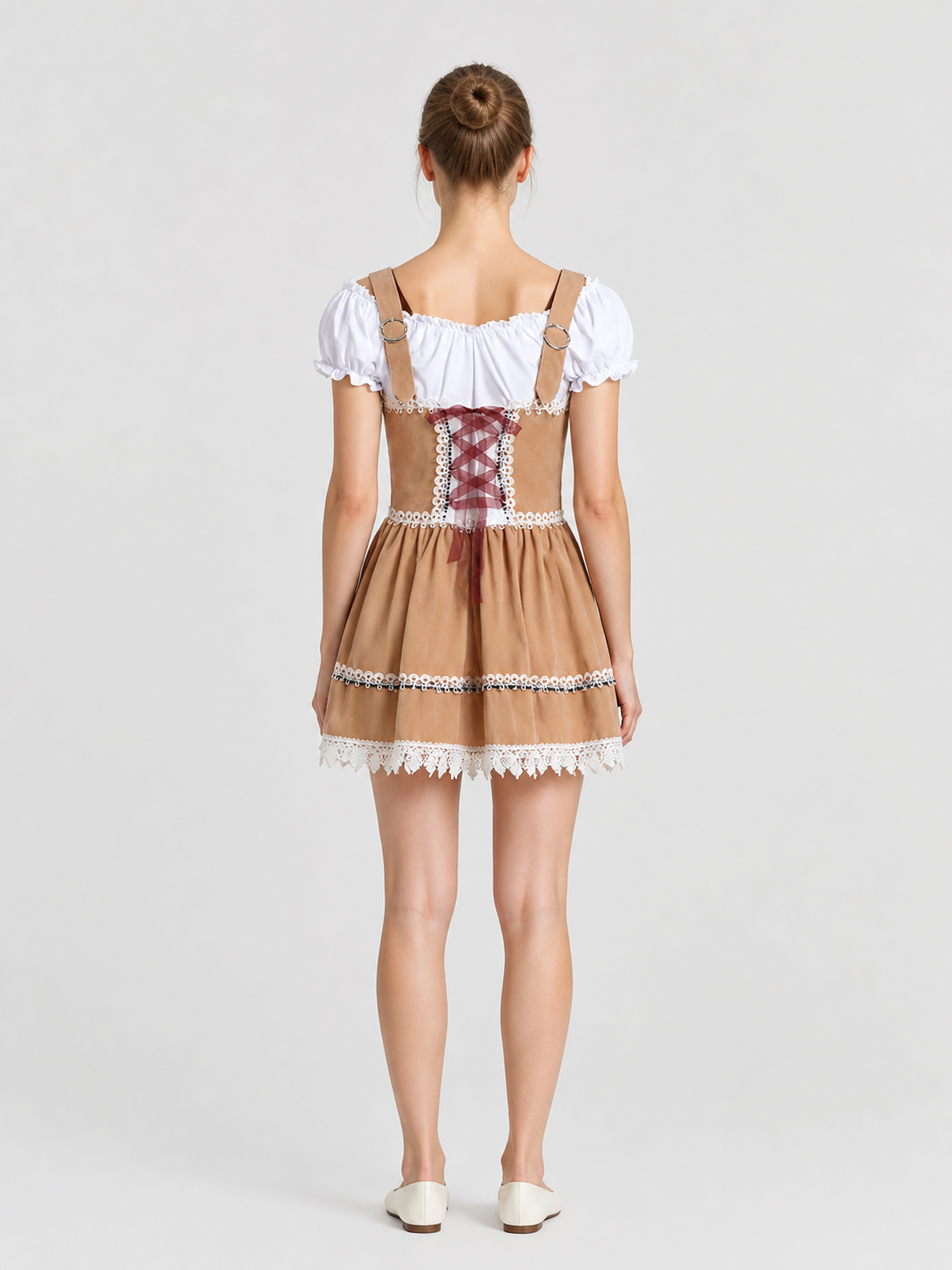 Bavarian-Style Dress with Suspenders and Lace back view