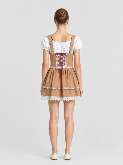 Bavarian-Style Dress with Suspenders and Lace back view