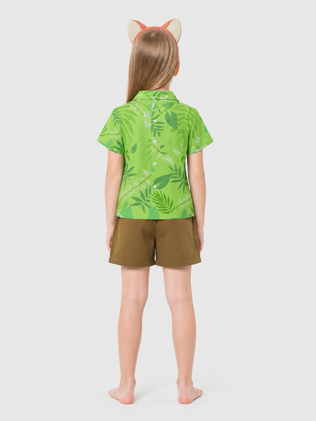 Nick from Zootopia Costume: Leaf-Print Shirt and Shorts back view