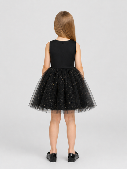 Children's Tutu Dress with Pumpkin and Bat Print back view