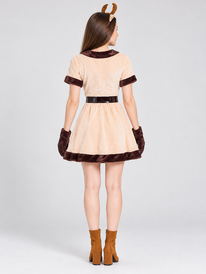 Christmas Costume Dress with Pom-Poms back view