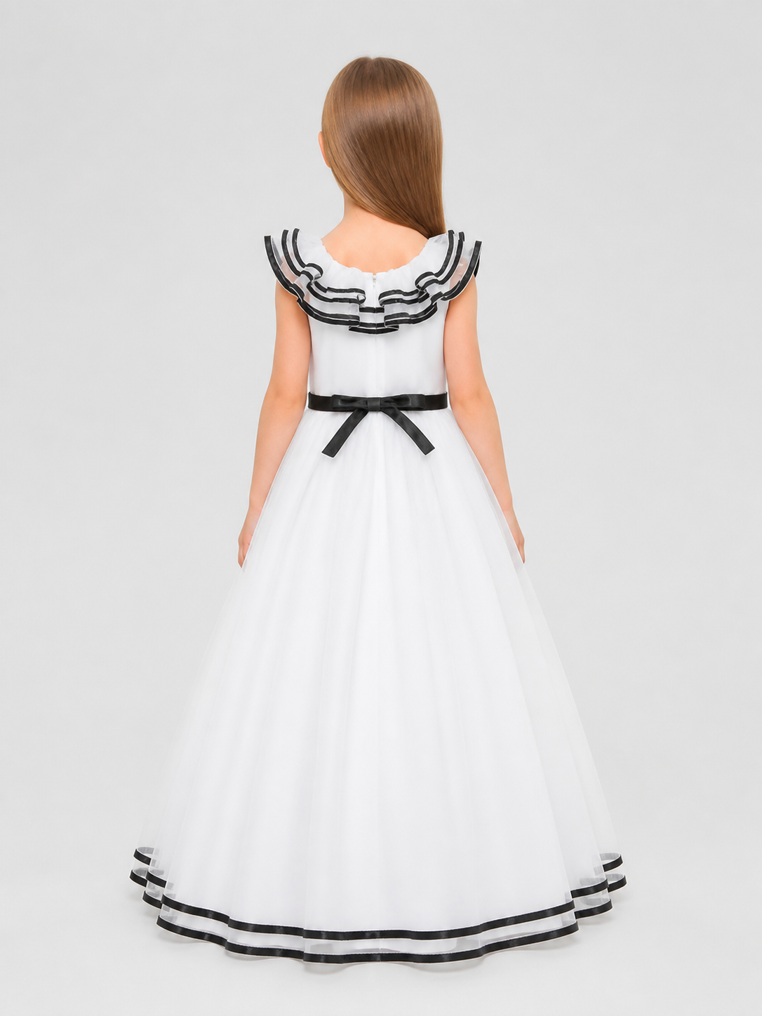 Princess Dress for Girls with a Full Skirt and Bow back view