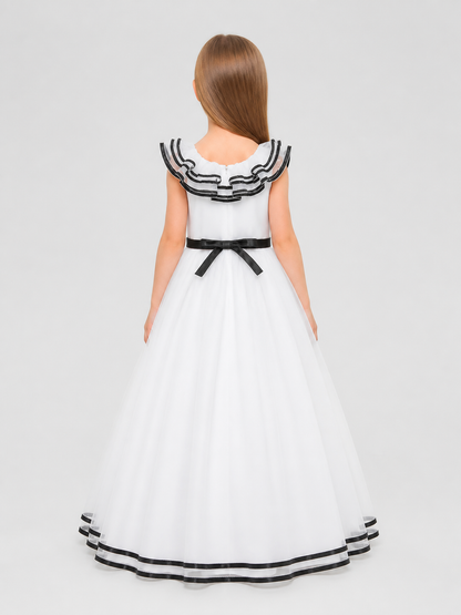 Princess Dress for Girls with a Full Skirt and Bow back view