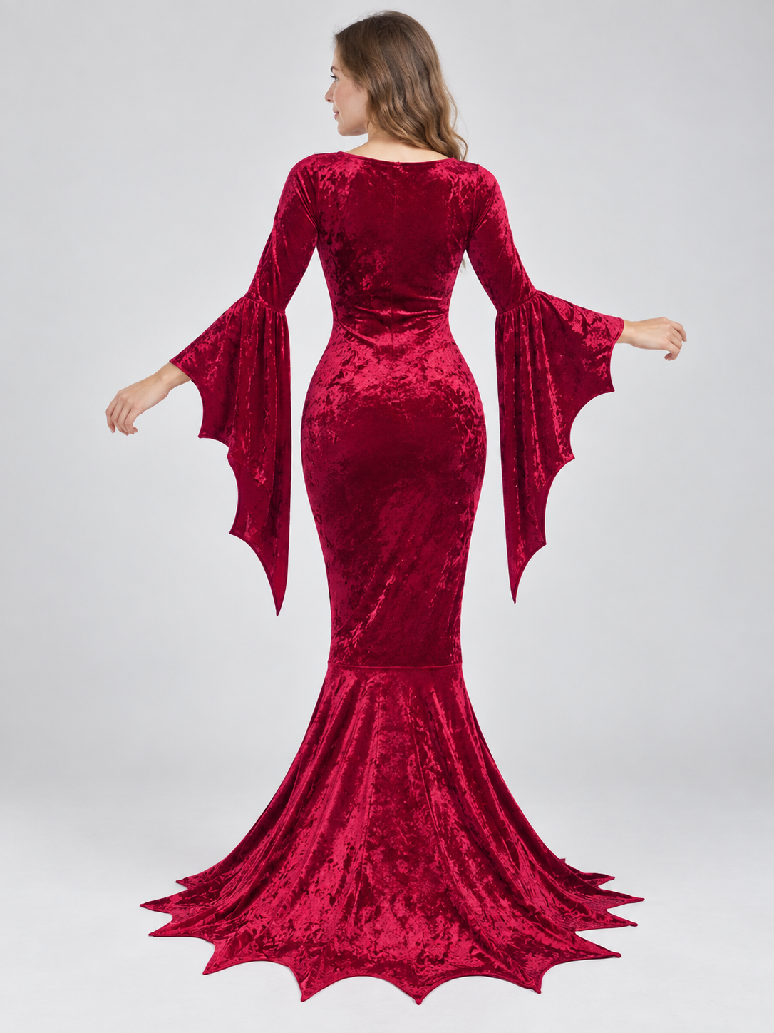 Gothic-Style Burgundy Velvet Carnival Dress